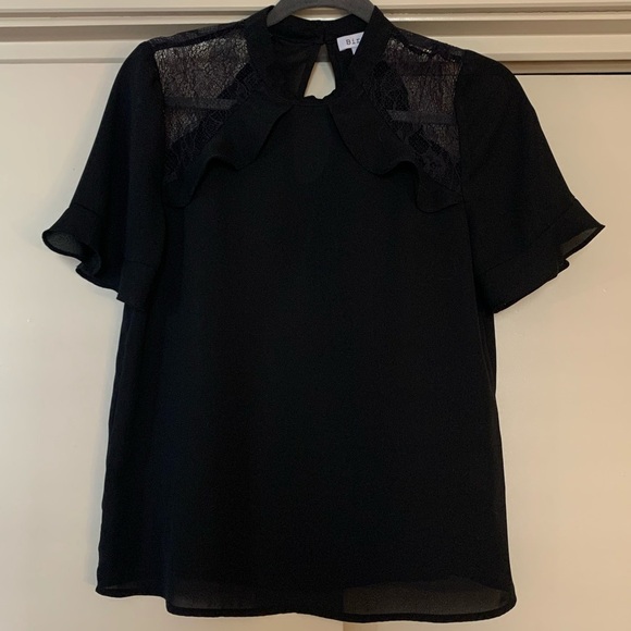 Bird Lace Flutter Sleeve Blouse Size Small black - Picture 2 of 4